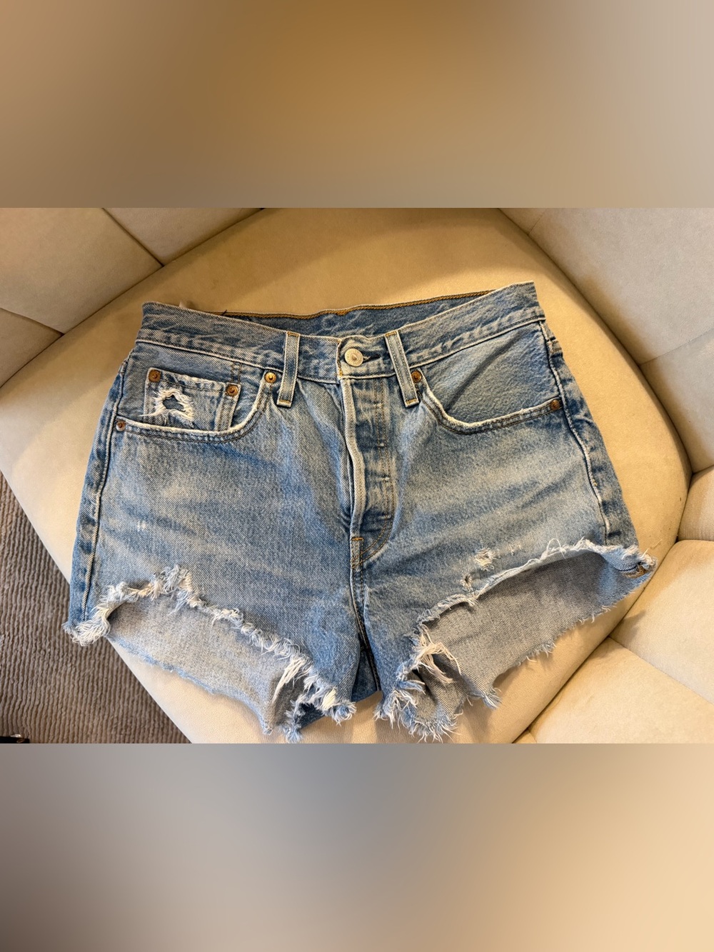Levi’s High-Rise Distressed Denim Cutoff Shorts